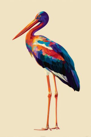 Tableau Cigogne Pop Art