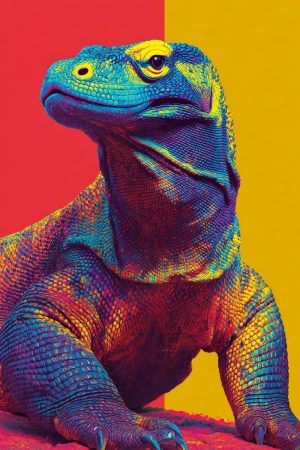 Tableau Dragon de Komodo Pop Art