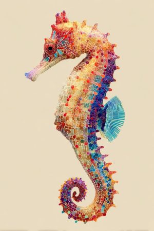 Tableau Hippocampe Pop Art