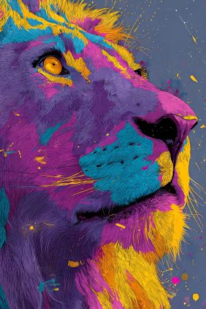 Tableau Lion Pop Art